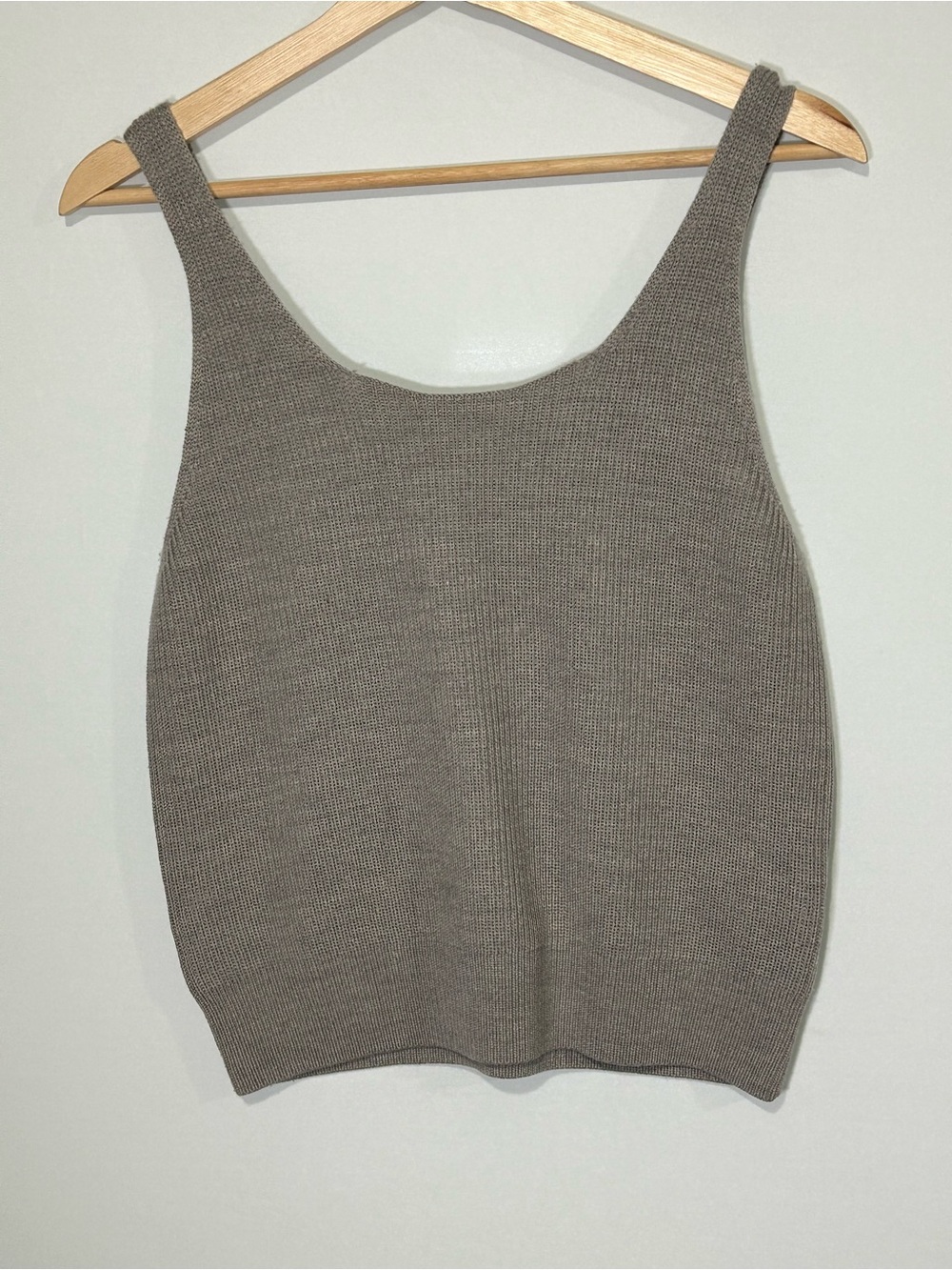 Kit and Ace Merino Wool Wrap Front Knit Tank Top Taupe S - Picture 7 of 13